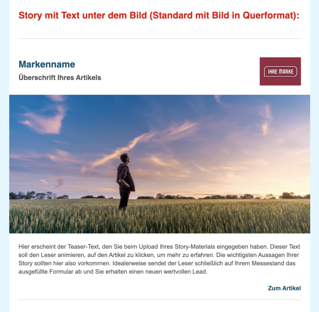 Beispiel Story im FranchisePORTAL Newsletter